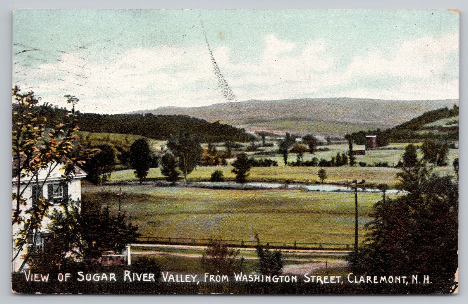 1907 Claremont NH Sugar River Valley View from Washington Street Postcard
