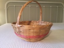 Vintage Woven Wicker GATHERING Basket EX LARGE ROUND Made in Mexico EXCELLENT