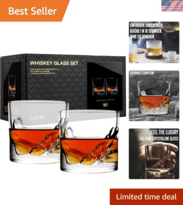 Premium Crystal Whiskey Tumblers Gift Box - Freezable Set of 2 with Chic Design