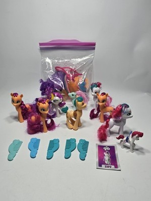 My Little Pony G5 Figure Lot Mane 5 Sunny Hitch Zipp Izzy Accessories Crest 