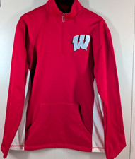 Jansport Wisconsin Badgers Quarter Zip Adult Size Medium Pullover NCAA Football