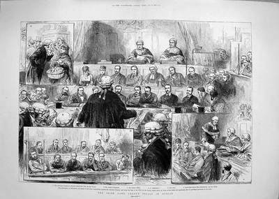 Alter antiker Druck 1881 Irish Land League Trials Dublin Lord Justice May 0 19th