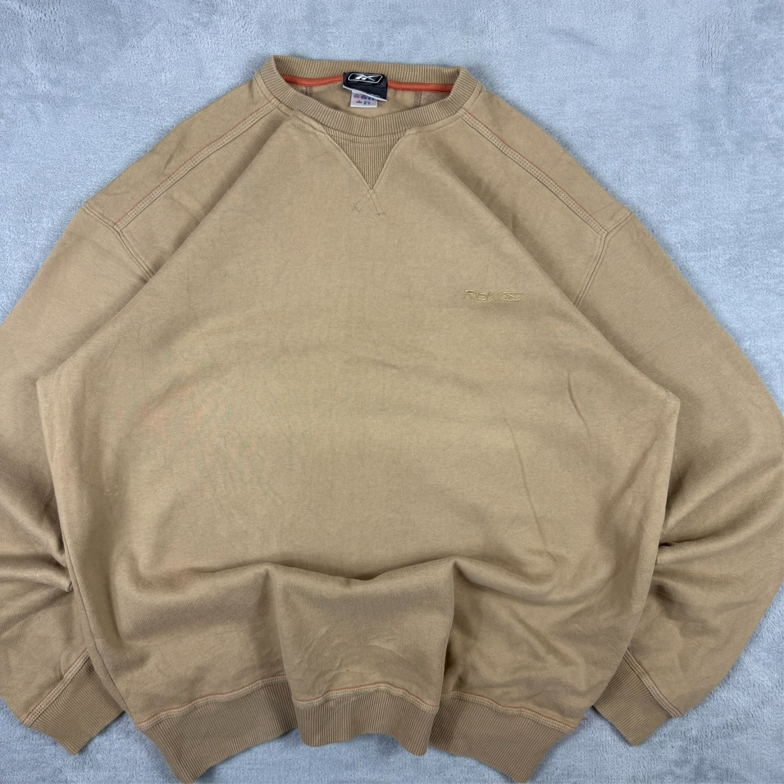 Vintage Reebok 2000's Y2K Tan Beige Spellout Oversized XL Pullover Sweatshirt image 3