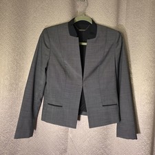 Gray Black Women's Woven Lined Single-Breasted Blazer Suit Jacket Long Sleeve
