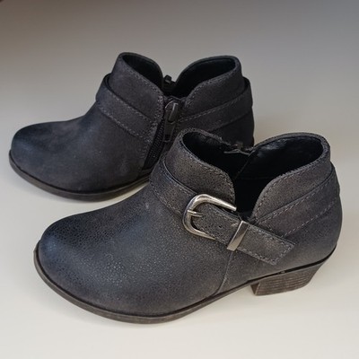 Jessica Clinc Girls Size 8M Boots Black Zip Up Ankle Boots With Buckle