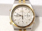 Vintage Seiko Men Chronograph Day Date Quartz Watch 15 Jewels S Steel Gold Tone