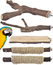 5PCS Large Bird Perch Stand, Natural Wood Pole Standing Paw Grinding Fork Parrot