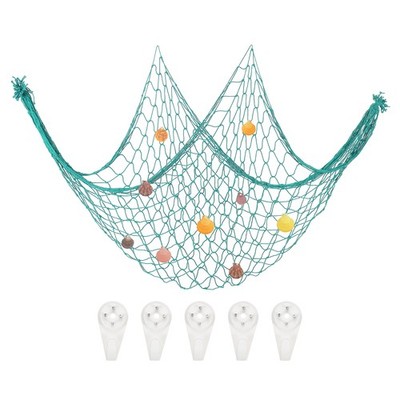 Decorative Fishing Net 40''x80'' Fish Net DECOR with Shell Lake Blue