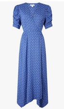 New MONSOON Size 16 BLUE PRINT DRESS BNWT 