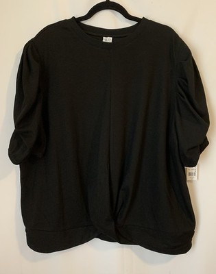 Grace + Karma Size 2X Top Black Twist Front New