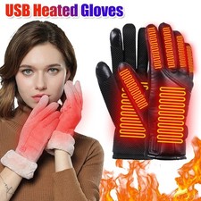 Heated Gloves Electric Rechargeable Battery Hand Warm Windproof Thermal Winter
