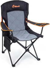 Oversized Padded Camping Chair, 350LB Heavy Duty Quad Fold Chair with Arms