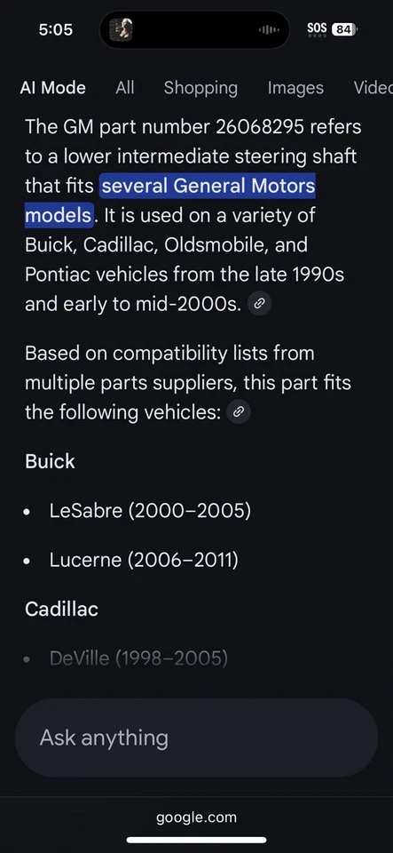 Novo Eixo de Direção Genuíno OEM GM 26068295 Compatível com Cadillac DTS 2006-11 Olds Aurora - Imagem 3 de 4