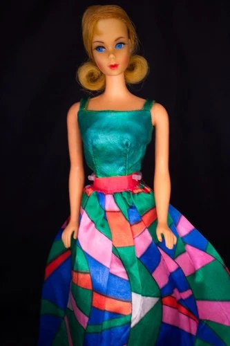 Vintage Barbie Doll Marlo Flip Blonde TNT Twist N Turn Rainbow Wrap Dress #1798
