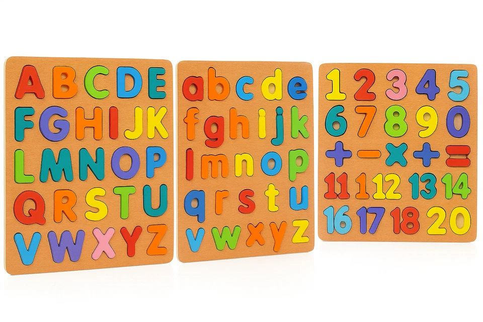 Rompecabezas educativos para niños pequeños, tablero con forma de número de letras aprendizaje Montessori Foto 4 de 4