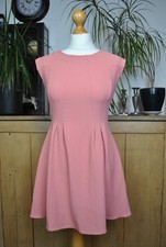 Topshop Womens Salmon Pink Sleeveless Stretch Fit and Flare Dress Size 8