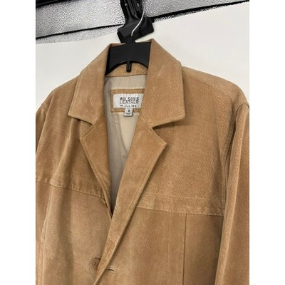 Wilsons Leather Jacket Mens S Tan M. Julian Suede Car Coat Button