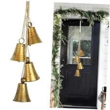 Christmas Decorations Cow Bells for Rustic 4 Pcs Matte Black Christmas Bells