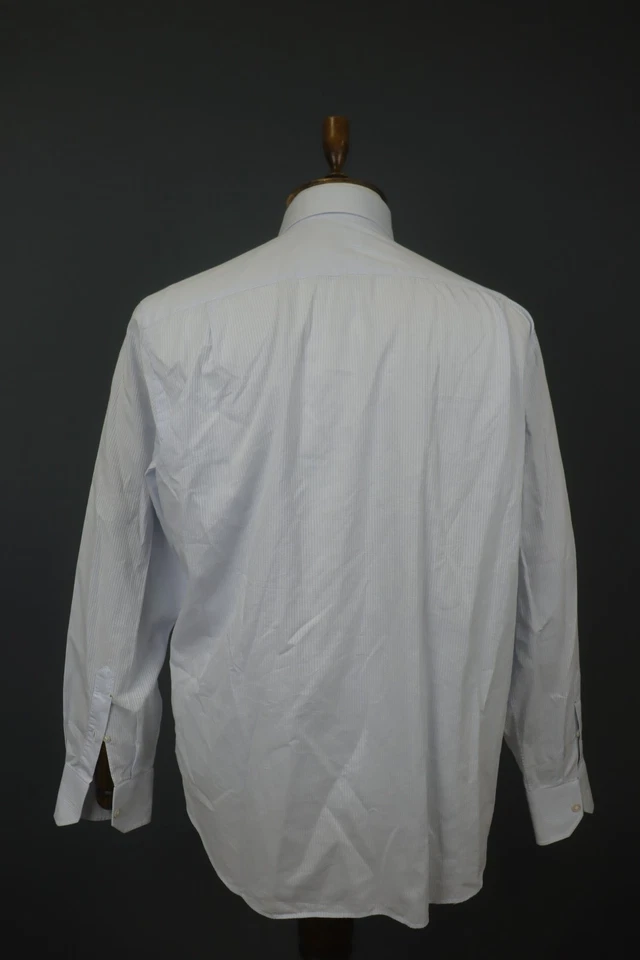 Lanvin синий в полоску хлопок длинным рукавом с воротником рубашка на пуговицах размер 42/16,5 - Изображение 2 из 4