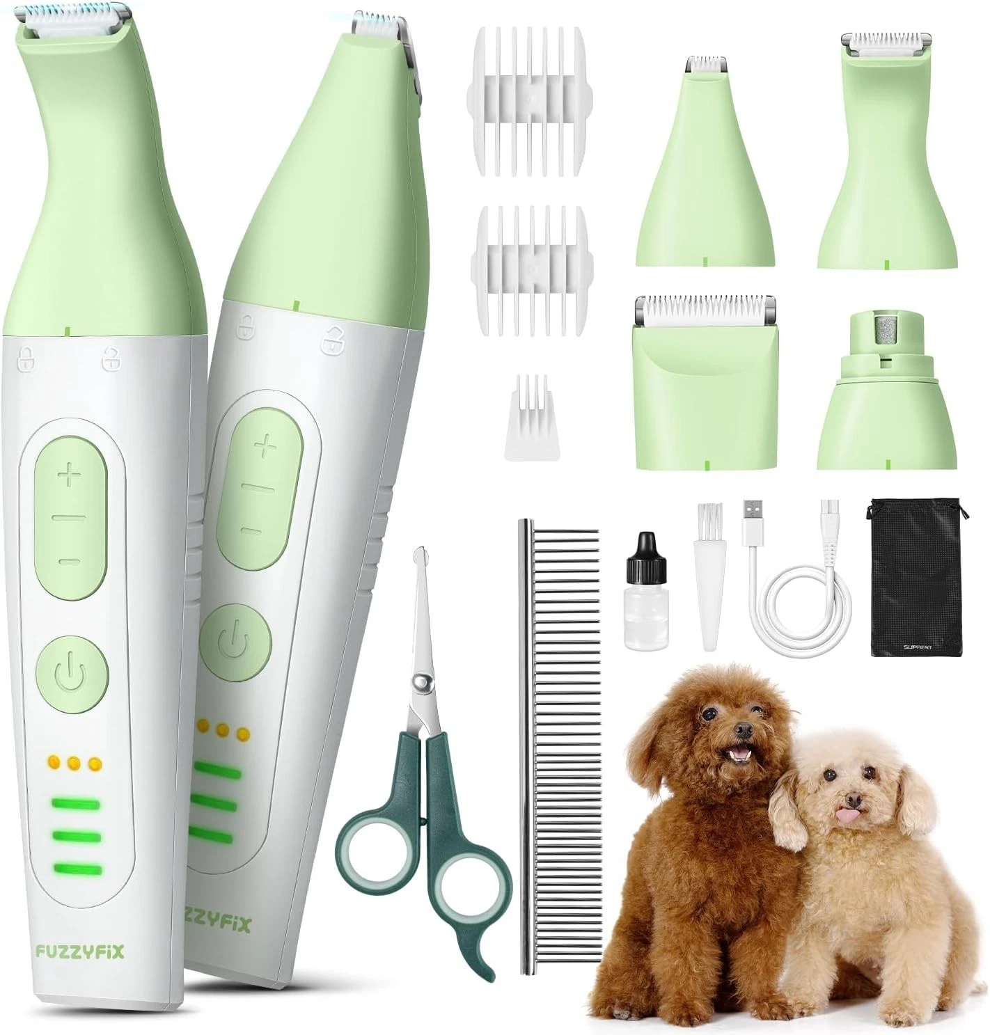 Dog Grooming Kit, 4 in 1 Pet Clippers for Supplies, Normal, Green