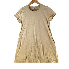 Uniqlo Dress Womens S Beige Crew Neck Short Sleeve T Shirt Pockets 138773