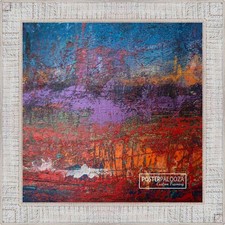 Square Sculpted White Picture Frame - UV Acrylic, Backing, Hanging Hardware