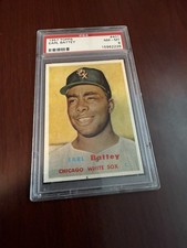 1957 Topps #401 Earl Battey Rookie Card. PSA 8 NM/MINT
