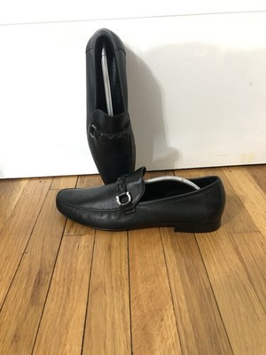 Salvatore Ferragamo Men's Black Leather Gancini Buckle Horseshoe
