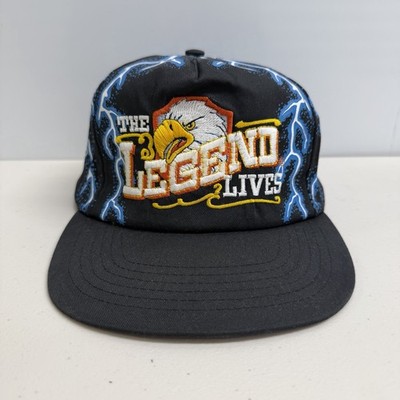 Vintage Thunder Lightning Eagle  Biker The Legend Lives Black SnapBack Hat
