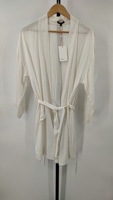 Quince Women 100% Washable Silk Robe XS-XL Ivory M