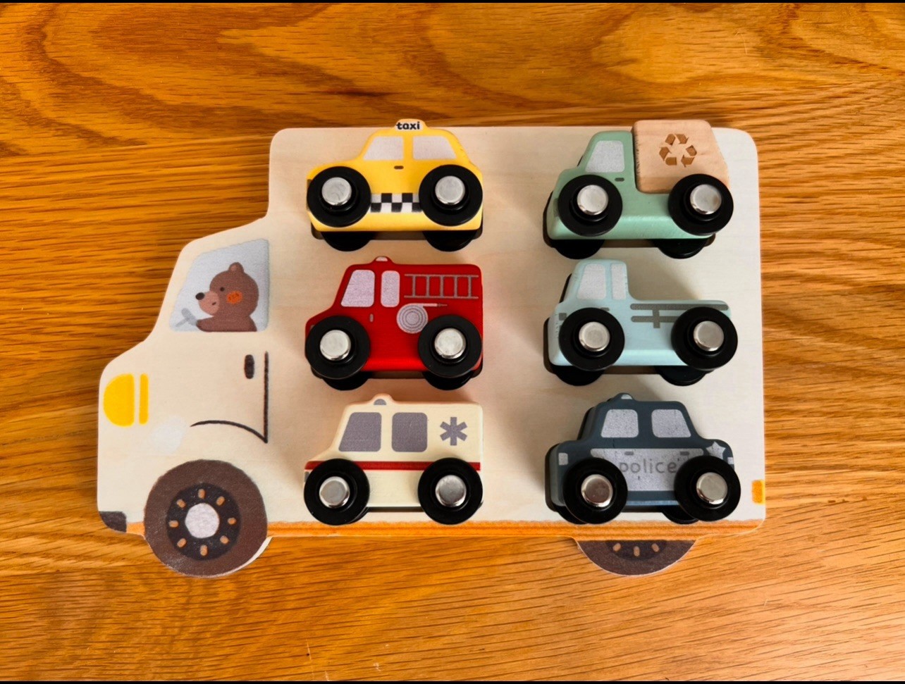 Brand new! Montessori wooden vehicle peg puzzle.