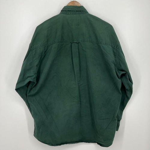 Chaps Ralph Lauren Long Sleeve Button Shirt Men's L Green Crest Logo Pocket Vtg - Picture 5 of 9