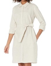 NWT Tommy Hilfiger Women's Wall Street Stripe Long Sleeve Shirt Dress 10 99
