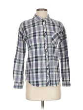 Olive and Oak Women Blue Long Sleeve Button-Down Shirt XS