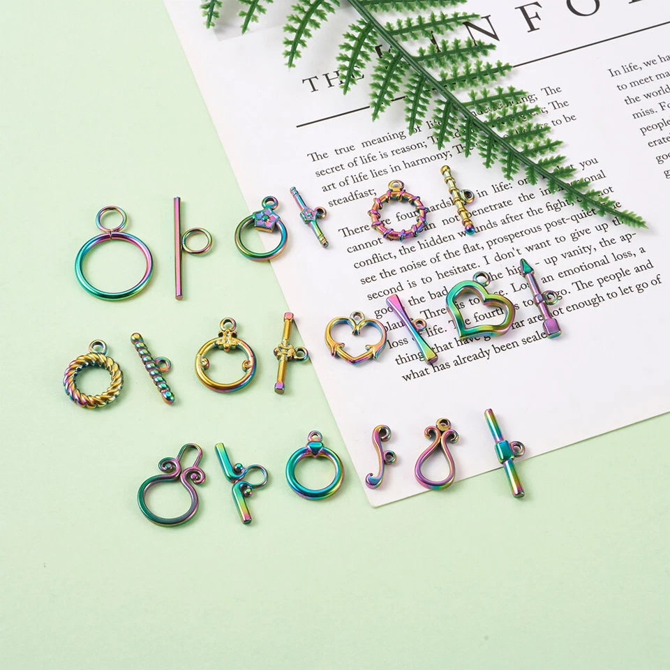 10Sets/Box Multi-color Vacuum Plating 304 Stainless Steel Toggle Clasps Findings - Image 4 of 4