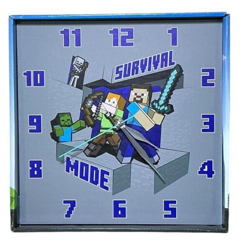 Minecraft Wall Clock Analog Quartz Battery Operate Gamer Gift 11 In Square Gray - Picture 2 of 15