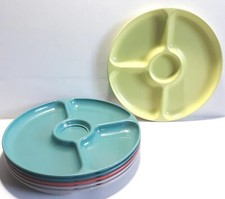 Vintage Lot of 6 Shel Glo Divided Plates Camping Picnics Made In USA