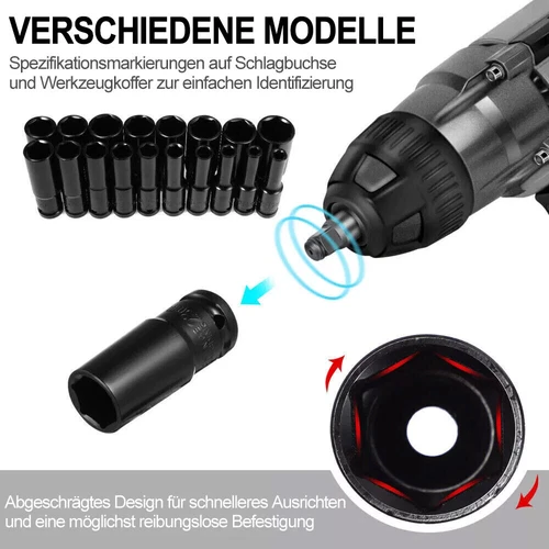 20x Deep Impact Socket Set 1/2 Inch Drive 6 Point Metric 8-32mm Heavy Duty Kits - Picture 12 of 14
