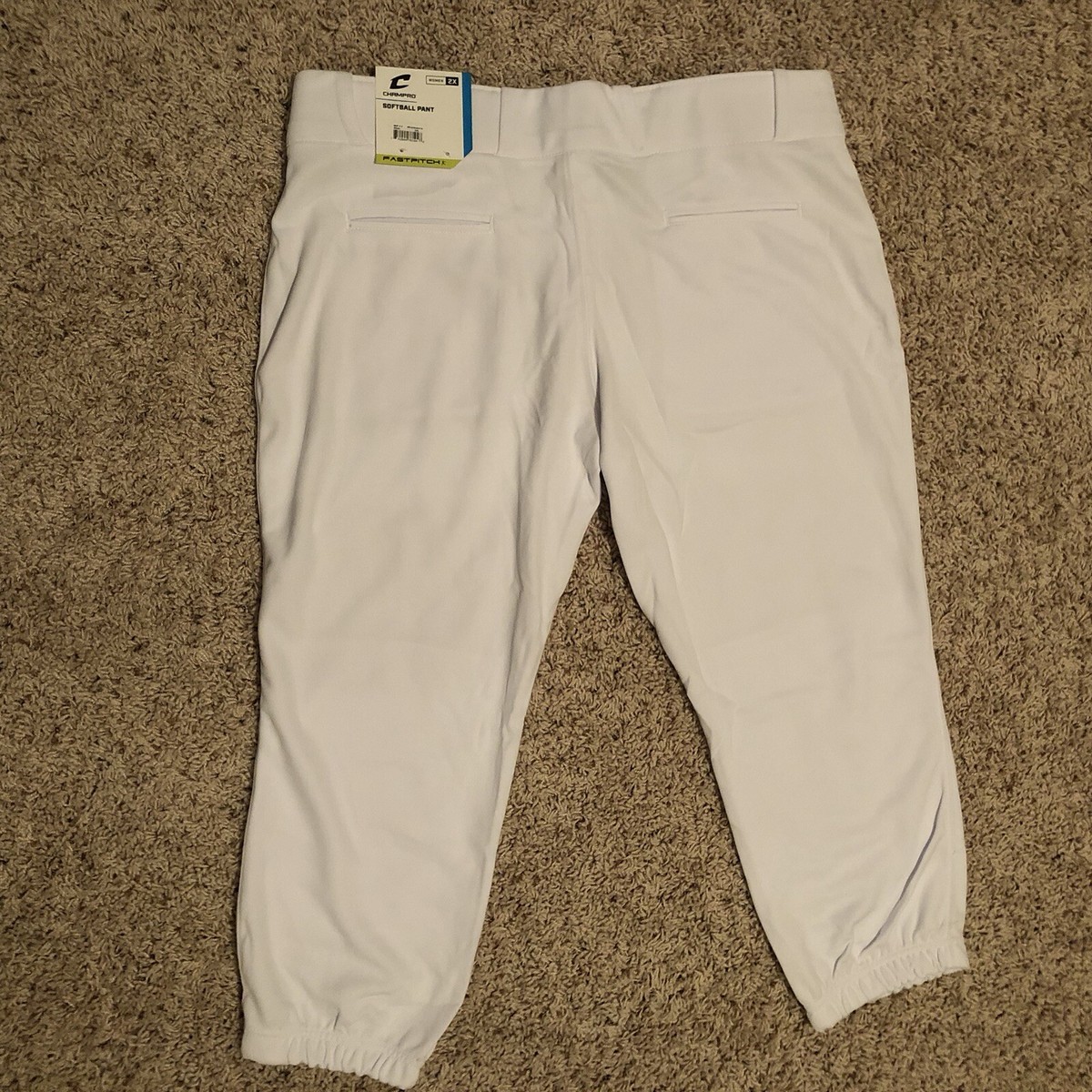 Pantalon Softball Femme Champro Blanc – Taille 2XL (39-45"), Bas Taille, Neuf