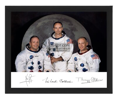 APOLLO 11 CREW BUZZ ALDRIN N. ARMSTRONG M. COLLINS AUTOGRAPHED 8X10 FRAMED PHOTO