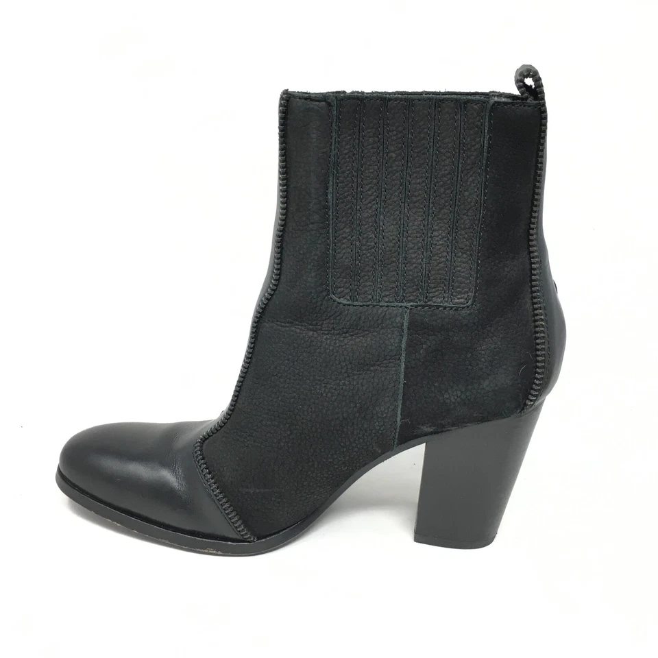 Women's Rachel Zoe Pull On Ankle Boots Booties Shoes Size 6.5 Black Leather - Image 3 of 4