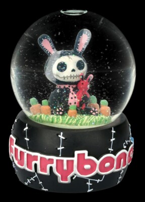 Furrybones Schneekugel - Black Bun-Bun - Fantasy Monster Häschen Glitzerkugel 
