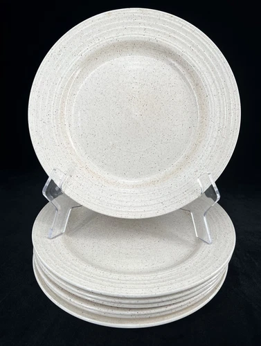 7 Churchill England Stonecast Homespun 10 1/4" Inch Dinner Plates - Tan Speckled