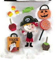 Halloween Trick or Treaters Foam 3d Stickers with Glitter Accents