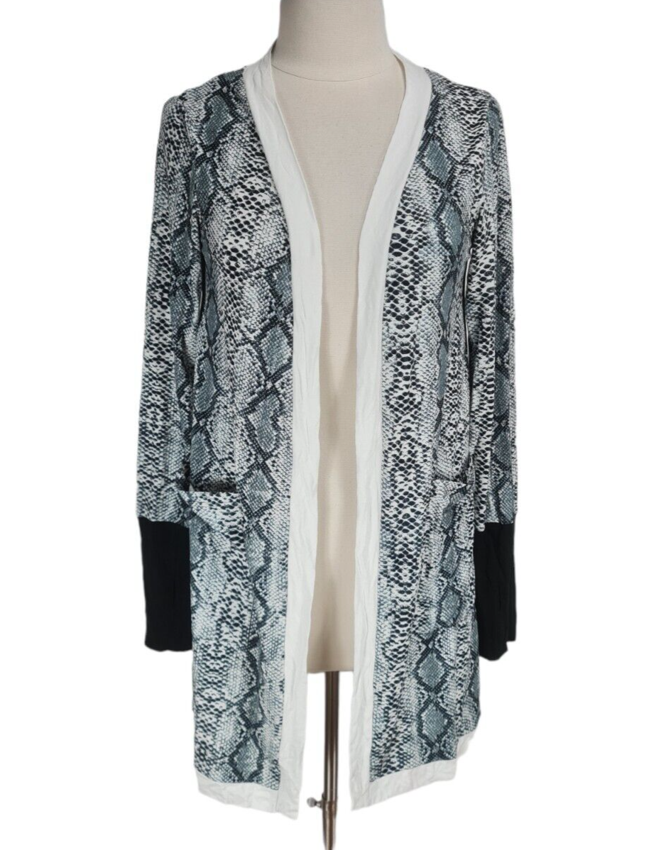 TICKLED TEAL Animal Print Open Front Cardigan Women Size S Long