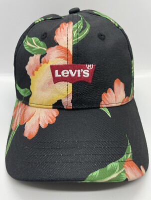 Levis Cap Hat Adult Snapback Black Hawaiana Flower Design 100% Polyester