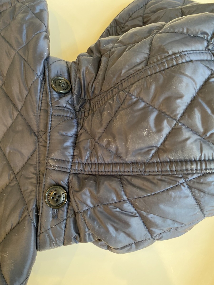 NEW Burberry Quilted Children's Coat with Detachable Hood in Ink