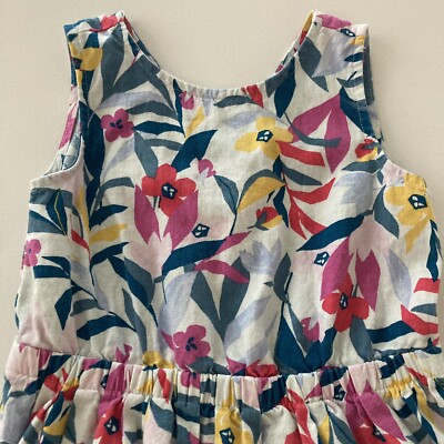 carters floral linen dress Baby Girl Vintage Carter's 6 Month 2pc Yellow & Blue Floral Linen Dress