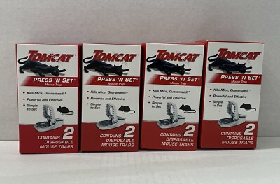 4 Packs  Tomcat Press 'N Set Mouse Trap Indoor Outdoor Use Plastic Spring