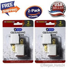 2 Prong to 3 Prong Grounded Outlet Converter Adapter W/ Polarized Plug Pk of 2 